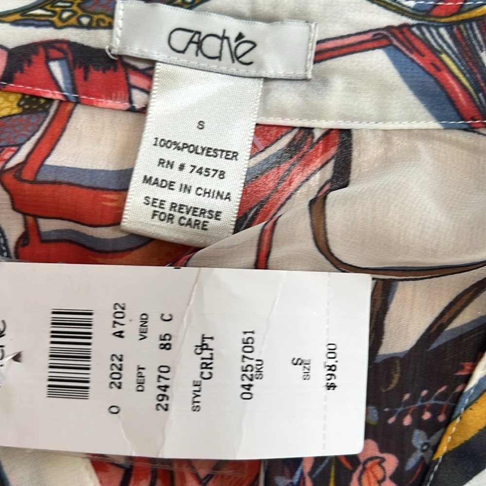 New! Cache small white multi ruffled front button… - image 4